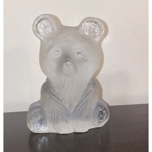 ❤️ Viking glass frosted sitting bear paper weight Decor